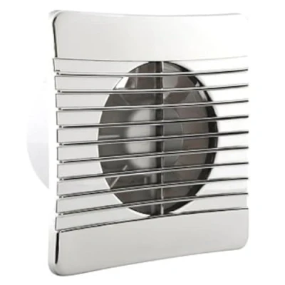Image of 4&quot; Bathroom Low Profile/Slimline Extractor Fan with Chrome Effect Grille and Run on Timer