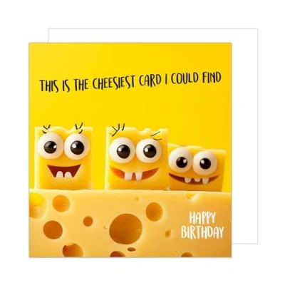 Image of Edition Seidel Premium Square Birthday Card with Envelope Greeting Cheesiest Happy For Him or Her Male Female Girl Boy Children Kids Teens Friend Colleague (GQ186 SW024)