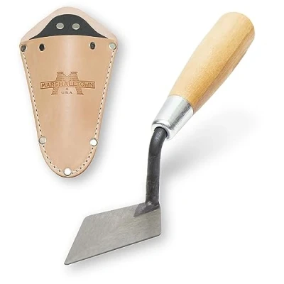 Image of Marshalltown ATH114S Archaeology Trowel Rigid Pointing with Leather Case Wooden Handle, Carbon Steel Trowel, Size: 102 x 51 mm