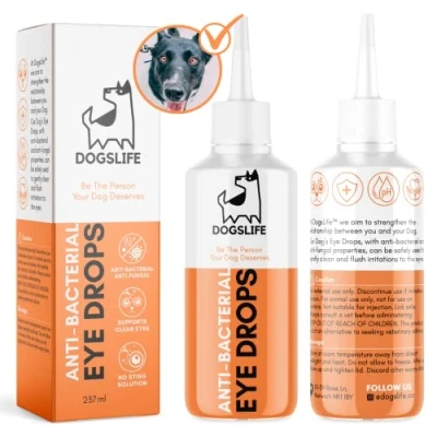 Image of Eyewash Drops For Dogs 237ml Dog Eye Cleaner Treat Dry, Itchy Eyes + Allergy Symptoms Oat Glucan Ph Balanced Formula Clean