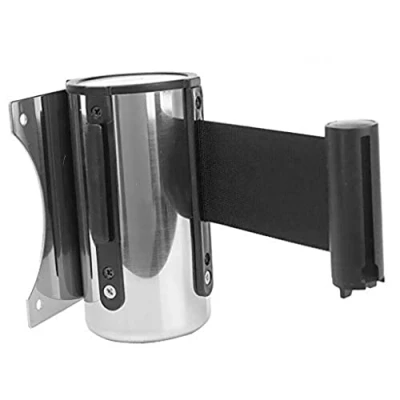 Image of YYWJ Queue Barrier Belt, Wall Mounted Security Rope Barrier, 2/5m Retractable Pillar Safety Belt for Playground Park Hotel Crowd Control (Black 2m)