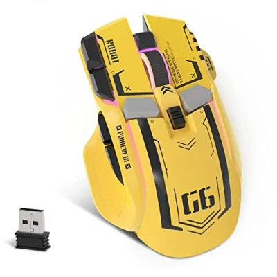 Image of KUIYN G6 Tri Mode Mouse, Wired 2.4G Wireless Bluetooth 11 RGB, Mechanical Gaming 10 Buttons, PixArt DPI, V2 Rival 3 G203, Bumblebee, Transformers, for Windows MAC Laptop PC