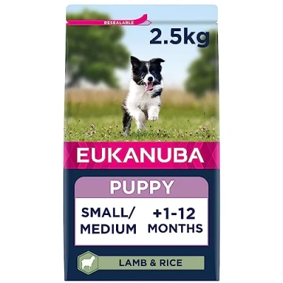 Image of Eukanuba Complete Dry Dog Food for Puppy Small and Medium Breeds with Lamb Rice 2.5 kg