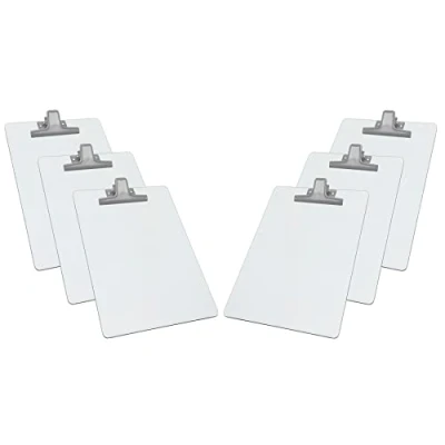 Image of Acrimet White Clipboard Letter Size A4 (33 cm x 23 cm) Premium Metal Clip (Hardboard) (Silver Clip) (6 Pack)