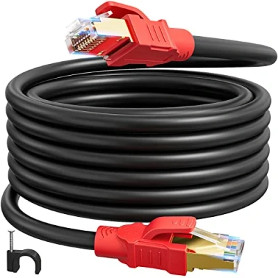 Image of Ethernet Cable 12m, Internet High Speed Cat 8 Lan 12 Meter Shielded SFTP 40Gbps 2000MHz RJ45 Network Outdoor Indoor Wifi Gigabit 26AWG Patch Black for Router Modem
