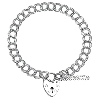 Image of TheCharmWorks Sterling Silver Heavy Double Curb Charm Bracelet 8&quot;