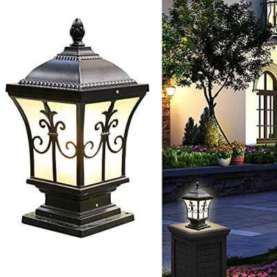 Image of ChaoZan Garden Lights Lamp Post Lantern Outdoor Courtyard Column Light E27 Waterproof Door Pillar Lamps Professional Vintage Rustic Pole Main Gate Villa Terrace