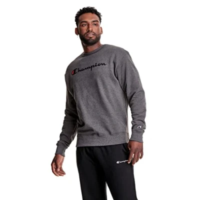 Image of Champion Men&#039;s Graphic Powerblend Fleece Crew Sweatshirt, Granite Heather y06794, S