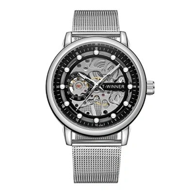 Image of FORSINING Men&#039;s Vintage Mechanical Magnetic Band Chronograph Waterproof Skeleton Dial Watch (3 Silver)