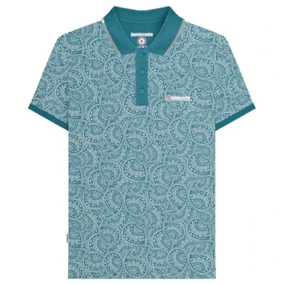 Image of Lambretta Mens Paisley Tonal Short Sleeve Mod Polo Shirt Gulf Coast M
