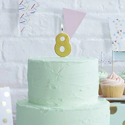 Image of Ginger RaY Gold Glitter 8 Number Party Cake Candle Pick and Mix