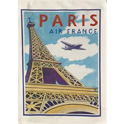 Image of Half a Donkey Paris Vintage Flight Large Cotton Tea Towel