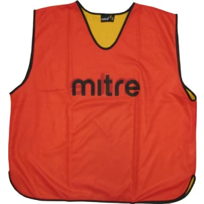 Image of Mitre Junior Pro Reversible Training Football Bib Lightweight Multi sport Breathable Mesh, Red/Yellow,