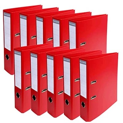 Image of Exacompta Ref 53745E Prem&#039;Touch PVC Lever Arch File 320 x 290mm in Size, 2 Rings, Can Hold A4 Documents, 70mm Spine, 75mm FSC Certified Red Cover