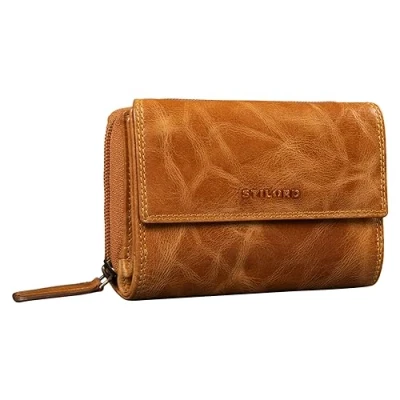 Image of STILORD &#039;Thea&#039; Women&#039;s Purse Leather RFID Wallet Large Vintage with NFC Protection Wallets Zipper in Gift Box Genuine Leather, Colour:Perugia Brown