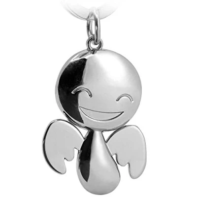 Image of FABACH Guardian Angel Keyring Happy cute Pendant Made of Metal Gift Lucky Charm Car Driving Licence Drive Carefully, silver, standard size,