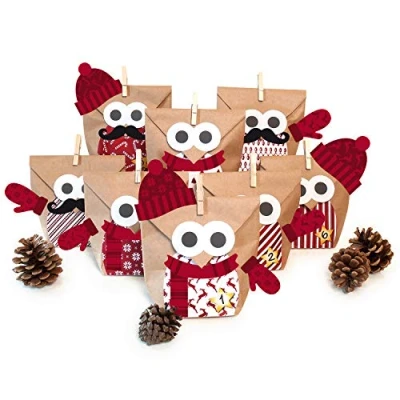 Image of Set of 24 Christmas Owls Red Basket