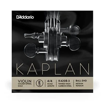 Image of D&#039;Addario Kaplan Golden Spiral Solo Violin String Single E K420B 3 Strings 4/4 Scale, Medium Tension, Ball End