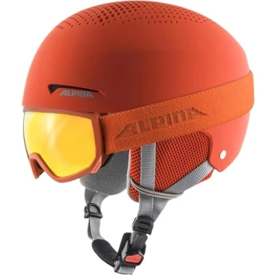 Image of ALPINA Unisex Children, ZUPO SET (+SCARABEO JR.) ski helmet, pumpkin orange matt, 48 52 cm
