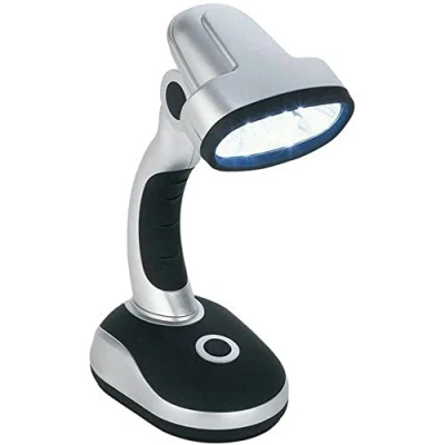 Image of BW 12 LED Portable Lamp Desk Work Home Office Reading Computer Bedside Table Camping Flexible Wireless Cordless Bright Light Battery Powered Torch (Black)