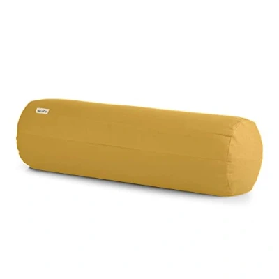 Image of Basaho Yoga Bolster Organic Cotton (OCS Certified) Buckwheat Hulls Removable Washable Cover (Mustard)