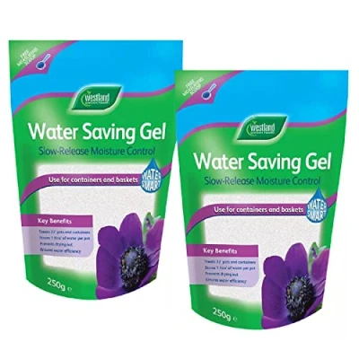 Image of TOPLINE Westland Water Saving Retention Gel Pack of 2 x 250g Slow Release Garden Compost Moisture Control for Outdoor Plants, Houseplants, Flowerbeds or Vegetable Plots with Card., Beige