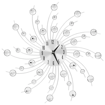 Image of vidaXL 50 cm Aluminium Wall Clock Modern Quartz Movement Silver with Clear Numerals and Shiny Beads Design