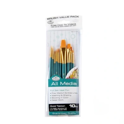 Image of Royal and Langnickel Taklon Variety Brush Set Gold (Pack of 10)