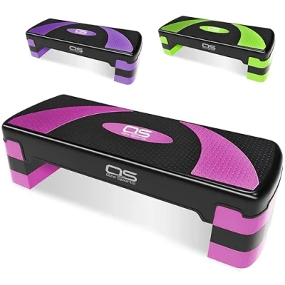 Image of Aerobic Stepper platform Step Steps board High Exercise 2 5 Level Adjustable Height Fitness Workout Yoga Pilates Home Gym Removable Rise block (3 Levels Pink)
