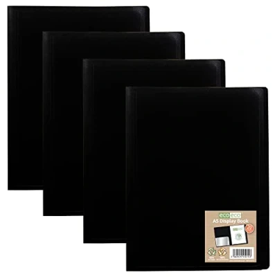 Image of eco A5 100% Recycled 20 Pockets Black Flexible Cover Portfolio Book Folder Display Book, eco015x4