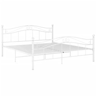 Image of vidaXL Double Bed Frame Resistant Powder Coated Metal V 200x200 cm Suitable Mattress Size Modern Design in White