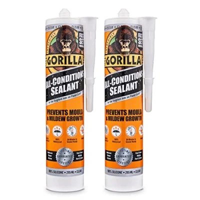 Image of Gorilla All Conditions Silicone Sealant Clear 295ml (2 Pack)