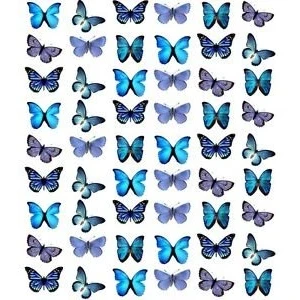 Image of 54 Gorgeous Mixed Blue Edible Wafer Paper Butterfly Cake Toppers Decorations