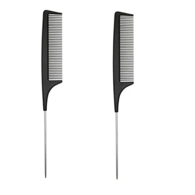 Image of 2 Pieces Anti Static Tail Combs,Hairdressing Comb for Hair Colour, Combs, Pin Comb,Fine Tooth Combs Salon Barber use,Heat Resistant Women and Men, Black