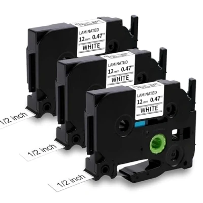 Image of MarkField Compatible Label Tape Replacement for Brother P Touch TZe 231 TZ White 12mm 0.47 Printer PT 1000 1005 1010 1080 h75 h101c h105 h107 h108 d200 Maker, 3 Pack
