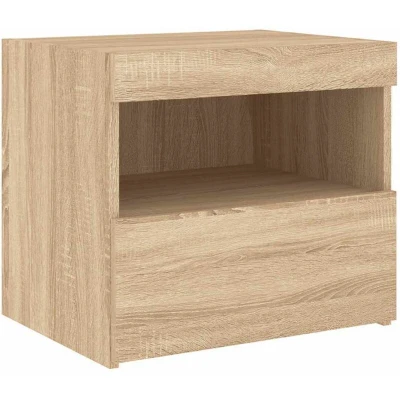 Image of vidaXL Bedside Cabinet with LED Lights Sonoma Oak 50x40x45 cm