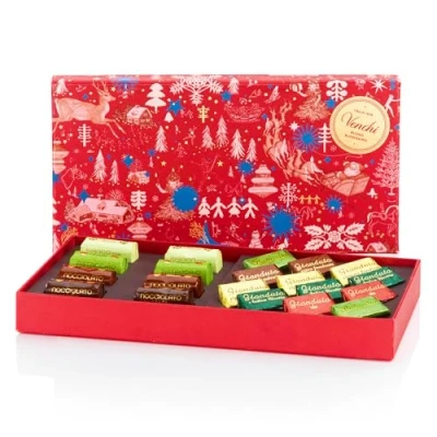Image of Venchi Christmas Collection Gift Box with assorted Ingot &amp; Gianduiotto Chocolates, 223 g Idea Gluten Free