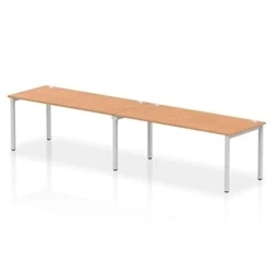 Image of Impulse Bench Single Row 2 Person 1800 Silver Frame Desk Oak