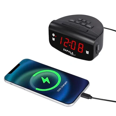 Image of ZAPALA expert Alarm Clock for Bedroom, 2 Alarms Loud LED Bright Display Plug in Simple Basic Digital with USB Charging Port, Adjustable Volume, Dimmable, Snooze Deep Sleepers Kids Elderly