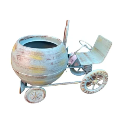 Image of Ablerhome Decor Tractor Garden Planter Farm vehicle Plant Pot Ornament Storage Holder Distressed Metal Indoor Outdoor NEW (Blue Tractor)