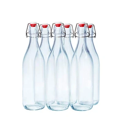 Image of Danmu Art 6PCS 1L Glass Bottles with Swing Top Brewing Airtight Preserve for Home Oil Vinegar Beer Wine Cider Soda 1000ML/35oz