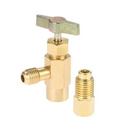 Image of SURIEEN R1234yf Self Sealing Can Tap Depressor, F 1/4 SAE 1/2 Acme LH Thread Valve Tool Bottle Opener with to M Connector Adapter for R134a R12 R22 Charging Hose