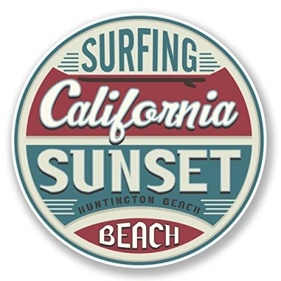 Image of 2 x 10cm Huntington Beach California USA Vinyl Sticker Luggage Travel Surf #6716 (10cm 10cm)