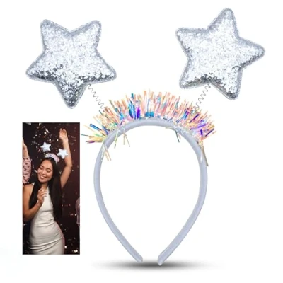 Image of HOV UK® Xmas Novelty Adult Antlers Headband, Reindeer,Star Head Bopper Santa,Snowman Kids (Star Headband)