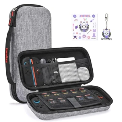 Image of innoAura Switch 2 Case for NS Console (2025), Portable Accessories Bundle with and 9 Game Cards Slots, Hard Protective Carry Travel &amp; Storage 2(Grey)