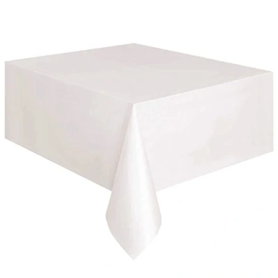 Image of Gemini_mall® White Plastic Tablecloth Disposable Party Tablecloth, 137cm * 183cm