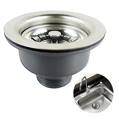 Image of Sink Collection Stainless Steel Kitchen Basket Strainer Plug Waste with Square Overflow 1½&quot; (Medium)