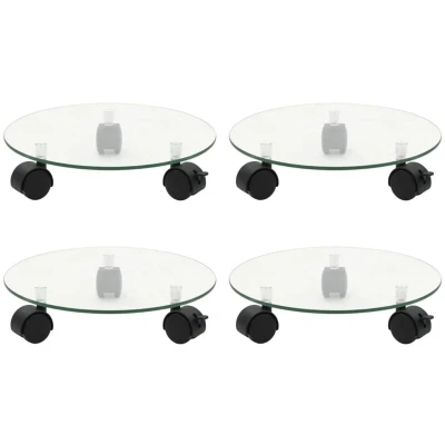 Image of vidaXL Plant Rollers 4 pcs 28 cm Tempered Glass Round