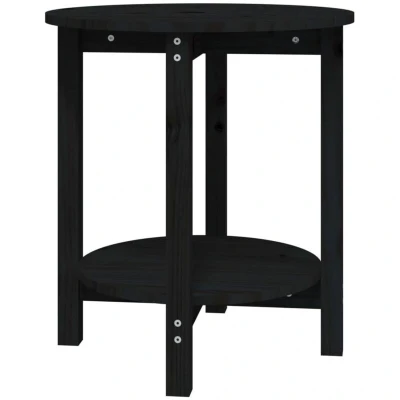 Image of vidaXL Coffee Table Black Ø 55x60 cm Solid Wood Pine