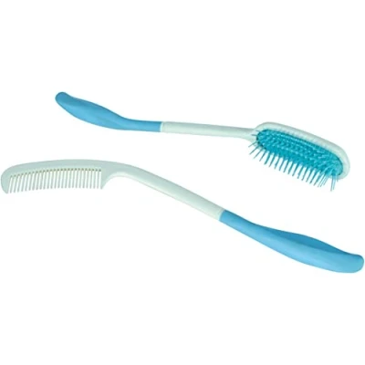 Image of Aidapt Long Reach (380mm) Handled Comb and Hair Brush Set Applicable to elderly hand disabled people, Inconvenient upper limb activities (2 pcs)